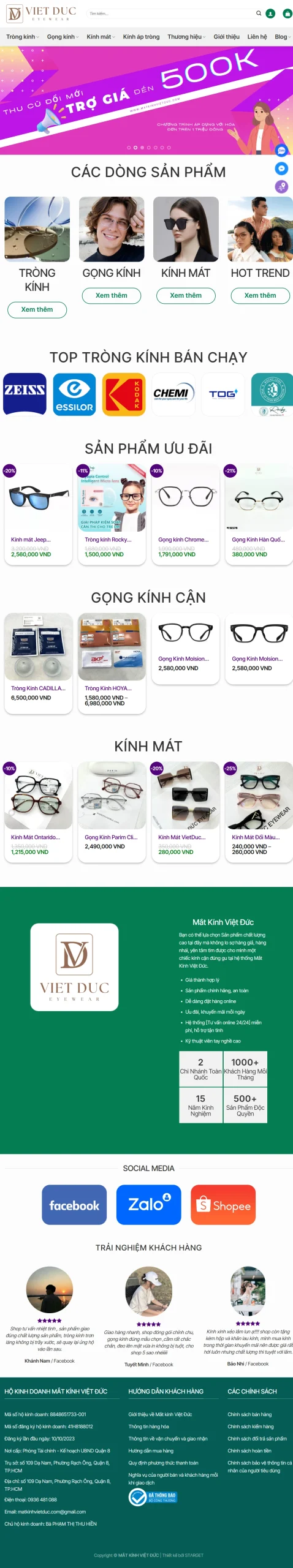 THIẾT KẾ WEBSITE – MẮT KÍNH VIỆT ĐỨC