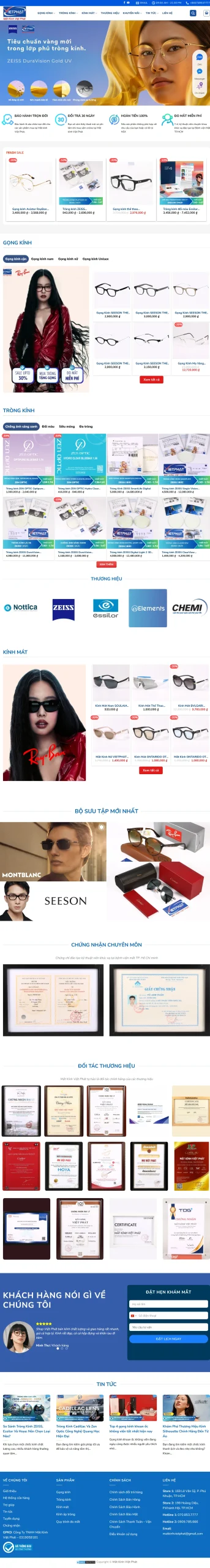 THIẾT KẾ WEBSITE – MẮT KÍNH VIỆT ĐỨC